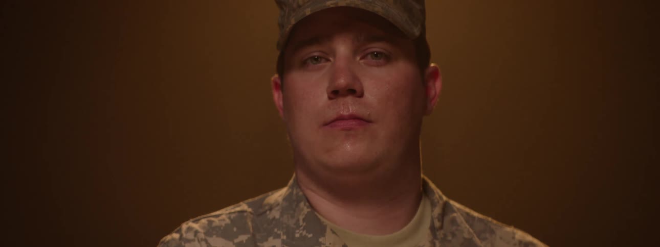 The lights flash on the soldier