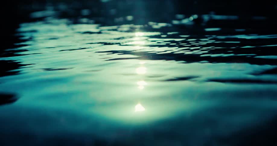 Ripples move along the water