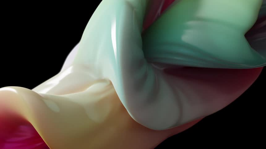 Abstract colorful liquid in motion against a black background