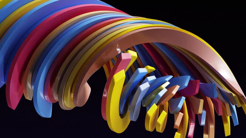 Colorful abstract connected lines against a black background