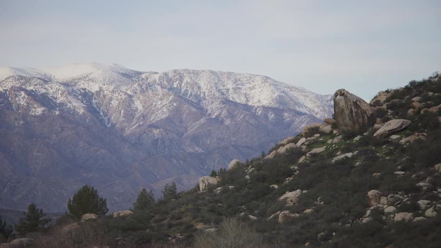 Mountain scenery against a blue sky
