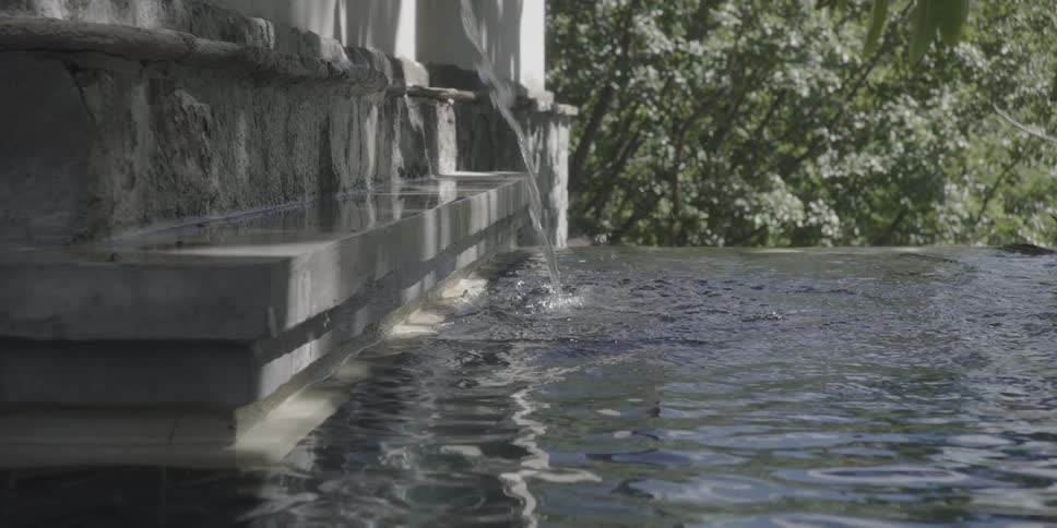 Water is pouring into the pool