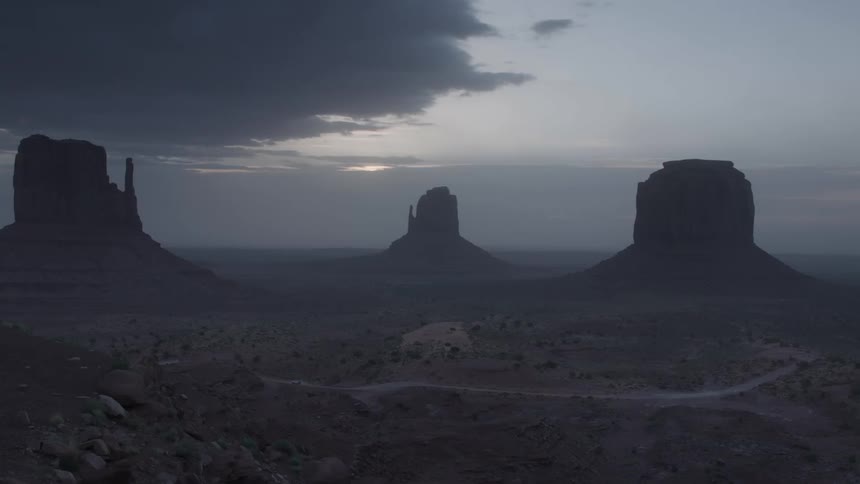 Three plateaus in the distance
