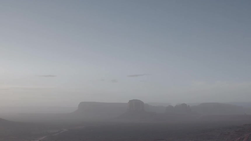 A foggy mountain valley