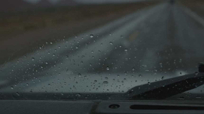 Rain drops on a windshield