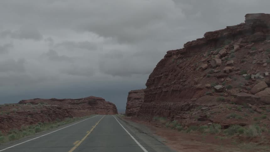 Driving through a canyon