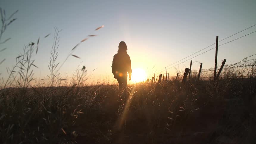 A person blocking the sunset