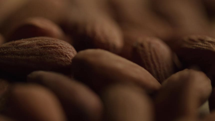 The almonds are slowly spinning