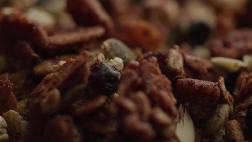 A pile of trail mix is on display