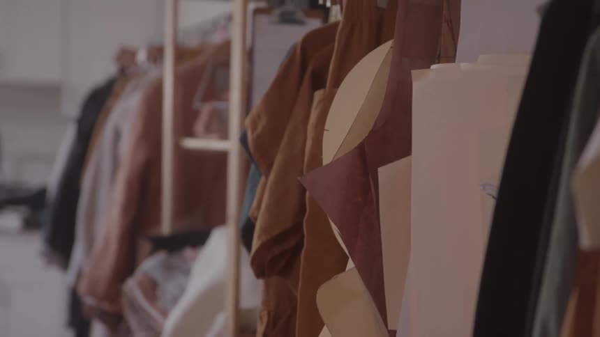 Clothes hangers in a store