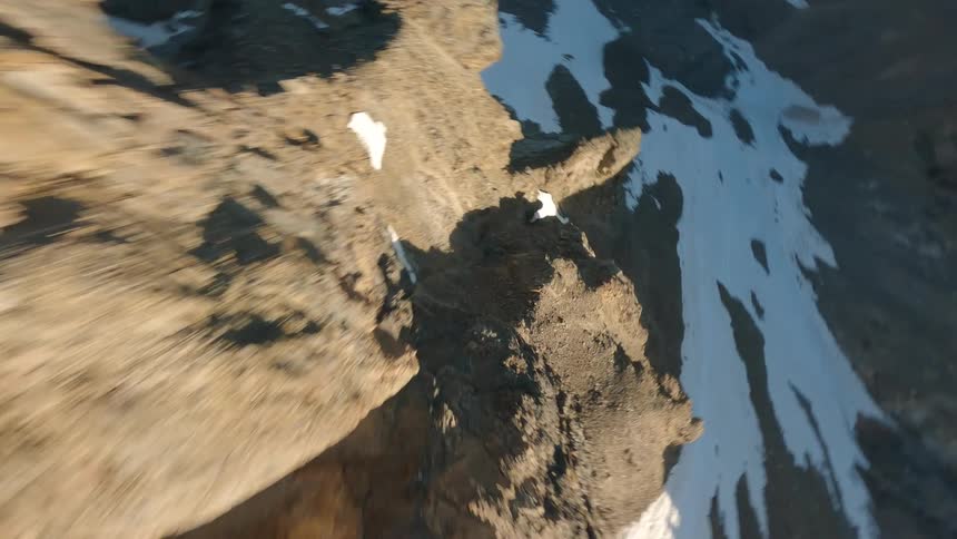 Aerial view of snowy rocky mountains