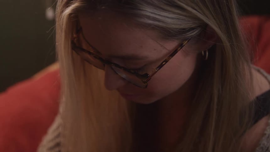 A woman looking down