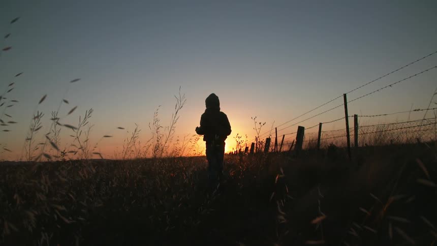 A person standing in front of the sunset
