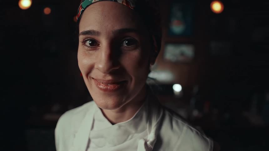 Female chef with happy expression
