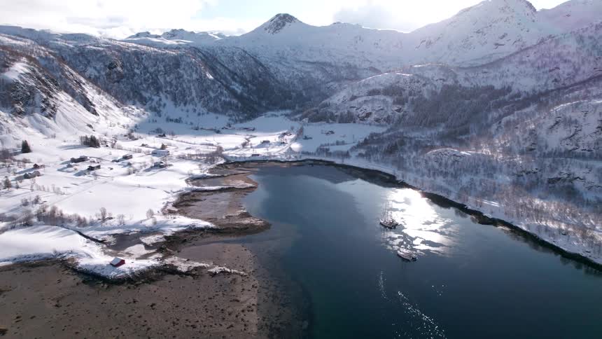A large valley filled with water
