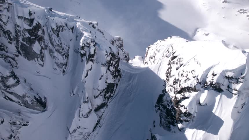 The mountains are covered with white snow