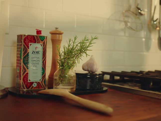 The counter is filled with ingredients