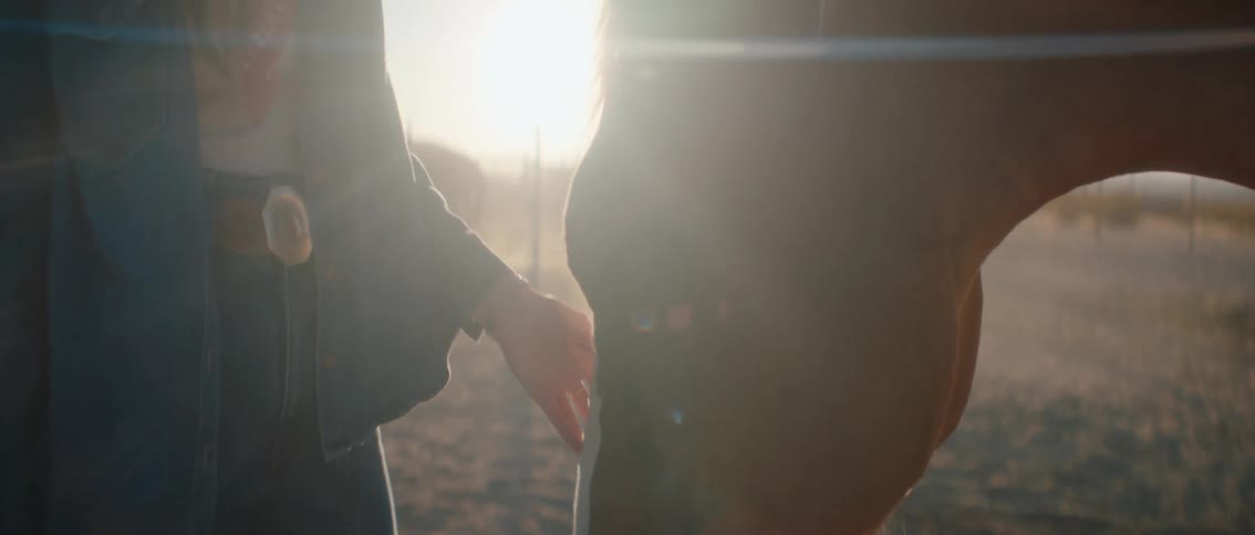 Woman interacting with and petting a horse