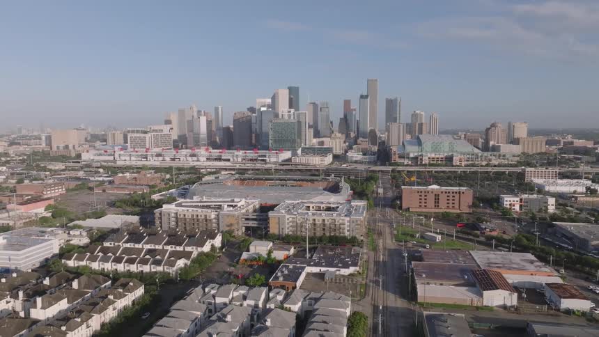 Homes are before the tall skyscrapers