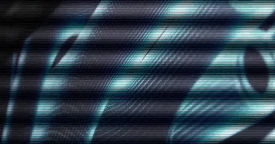 A digital pattern of blue and white horizontal lines on a dark background likely a digital model