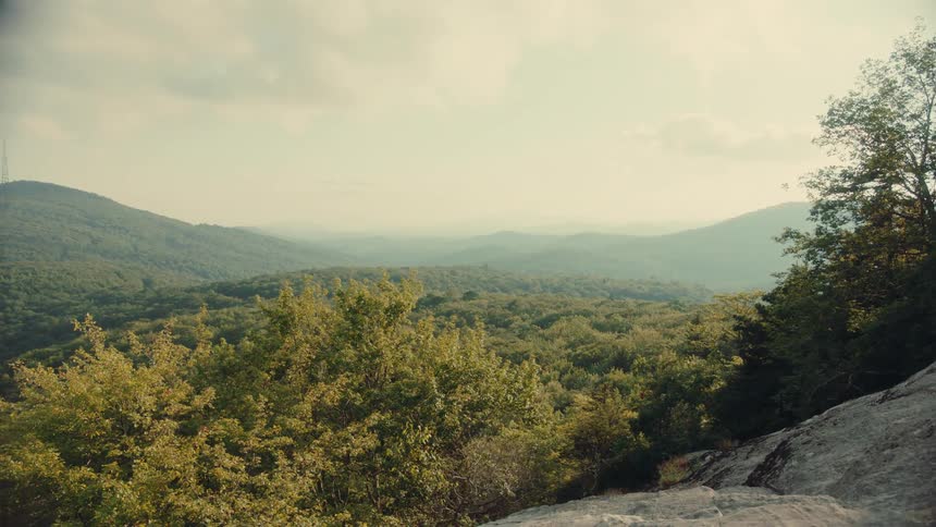 Natural landscape of mountains on a partly cloudy day
