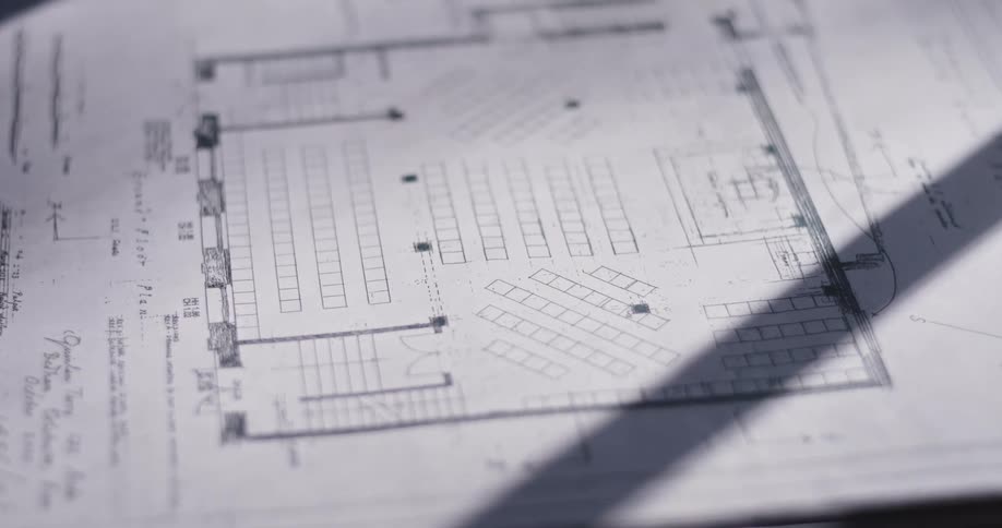 A blueprint sketch on white paper
