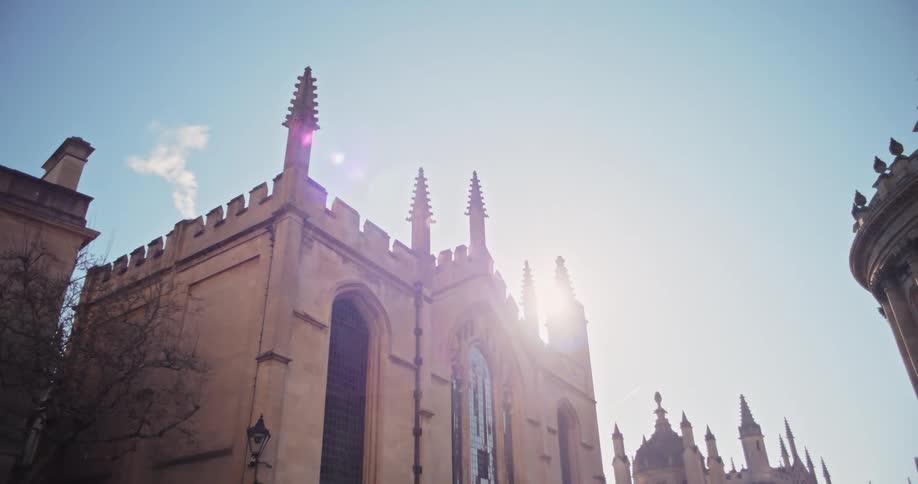 Large buildings with spires