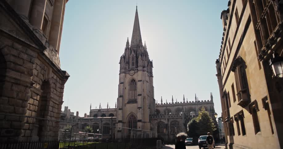 A large tower with a spire