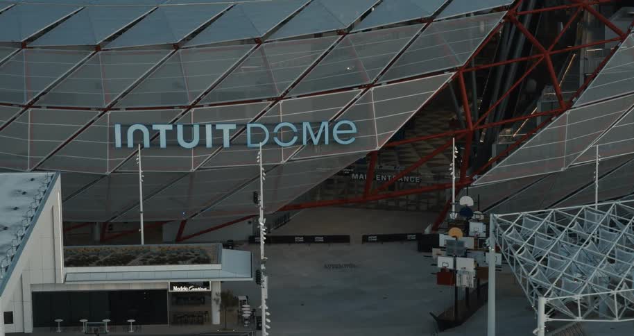 The side of a large stadium