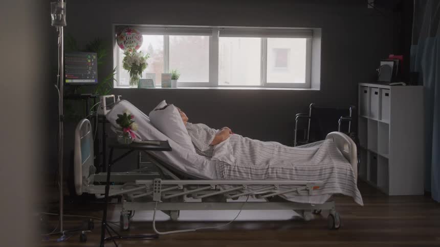 The patient is resting in the hospital