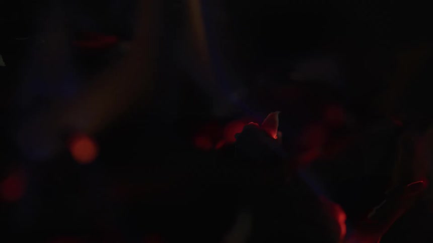A fire burns brightly