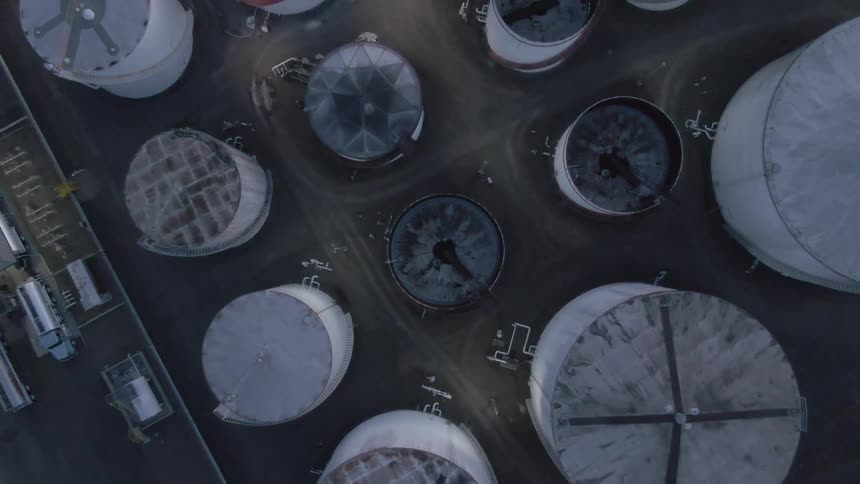Aerial view of a power plant factory