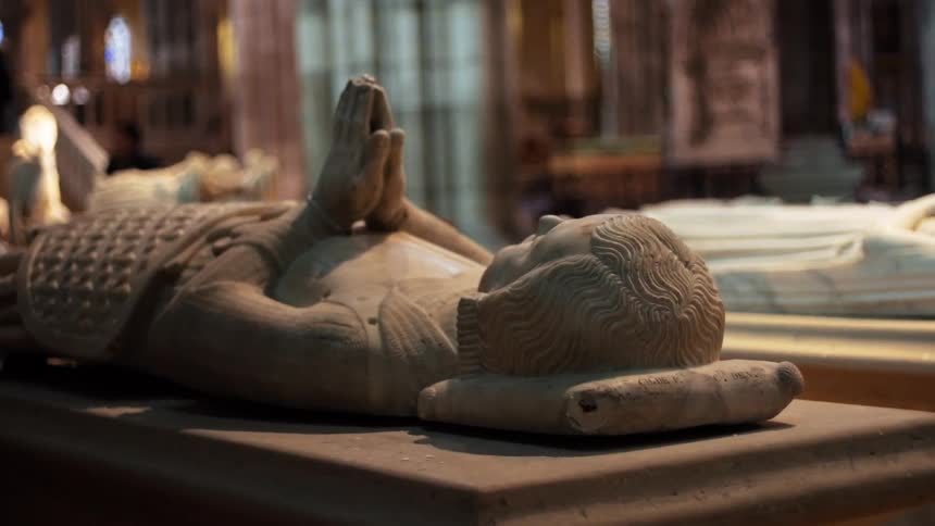 Artistic statue inside a cathedral