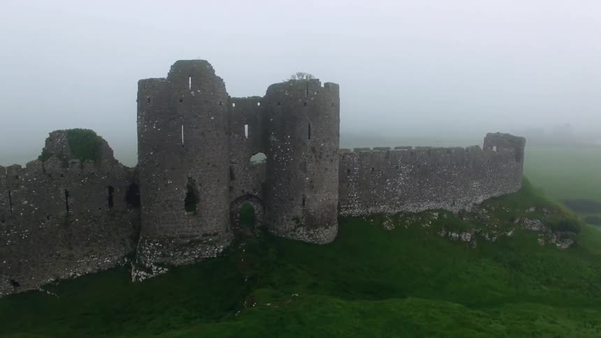Castle Ruins in early morning fog