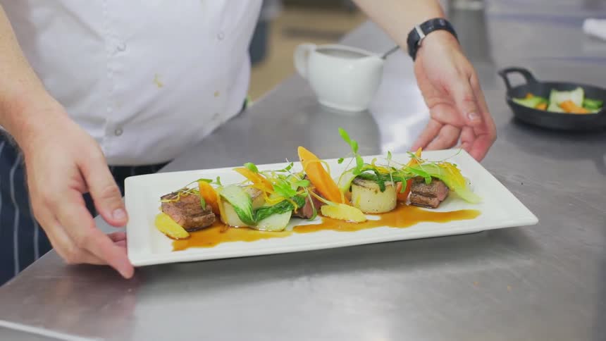 A plate is placed of food is placed on a table