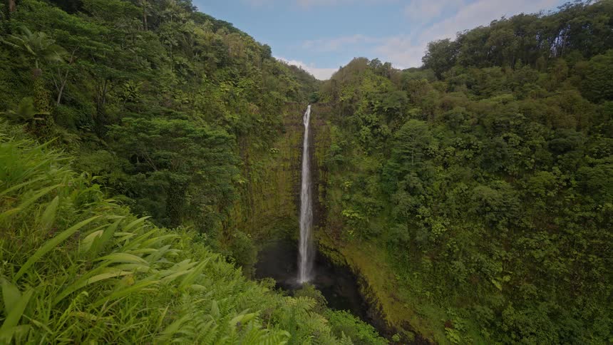A huge waterfall cascading down a cliff