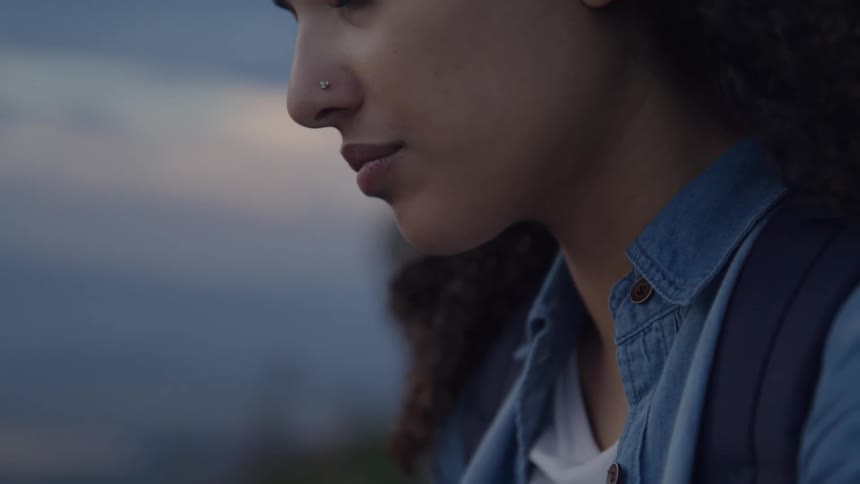 A woman looking to the left