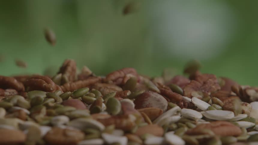 Nuts fall into a pile
