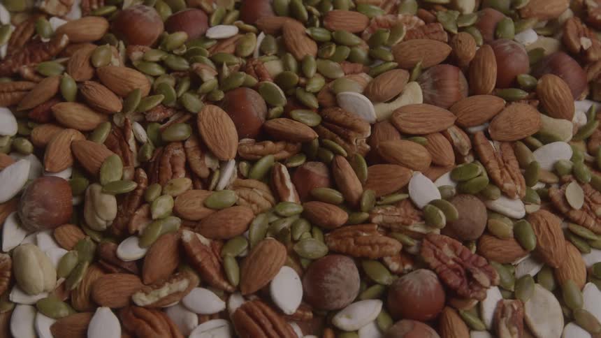 Closeup of a mix of almonds
