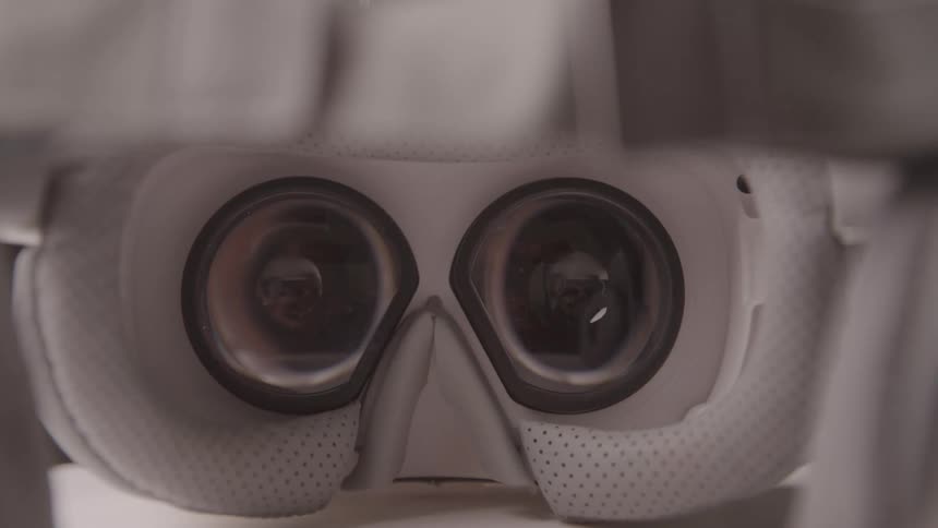 Closeup view of virtual reality headset lenses