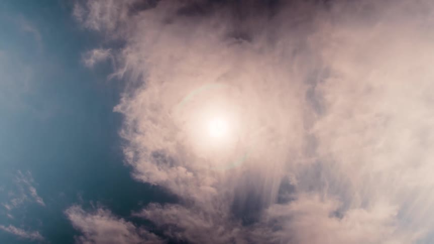 Misty clouds block the sun