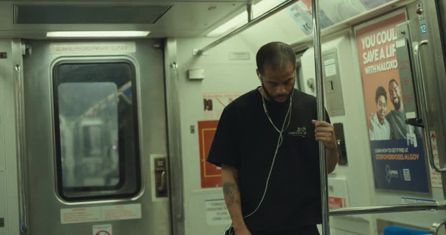 Thoughtful man inside a train
