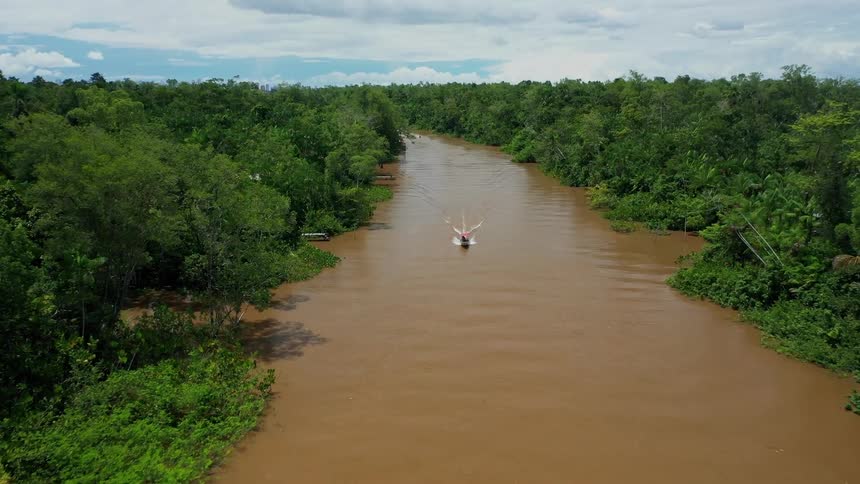 Dirty water floods the area