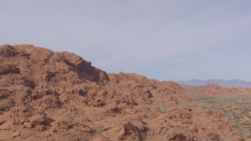 Orange rock formations in a desert area
