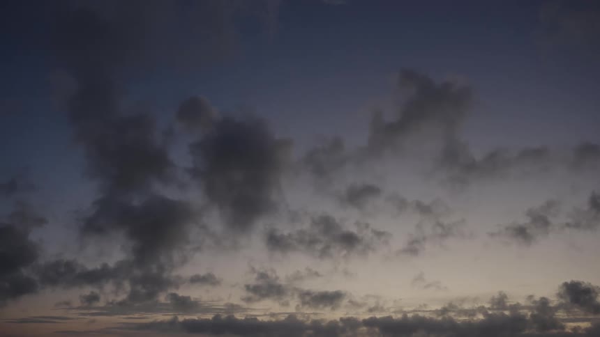 Evening sky with scattered dark clouds