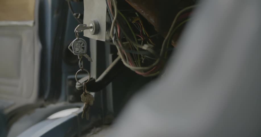 Keys hanging from ignition inside vehicle