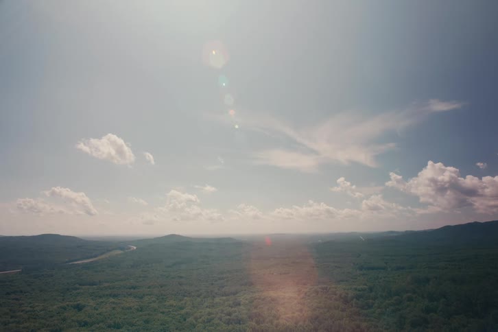 A large area of land covered with green vegetation on a sunny day