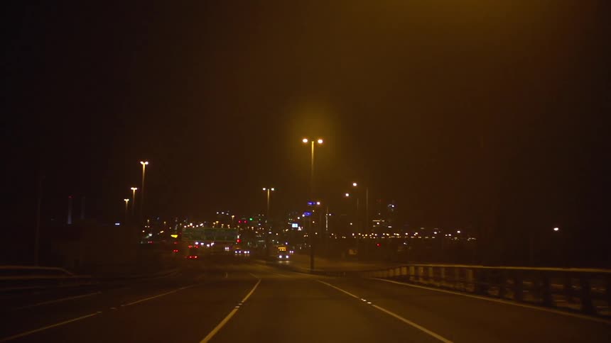 A city highway at night