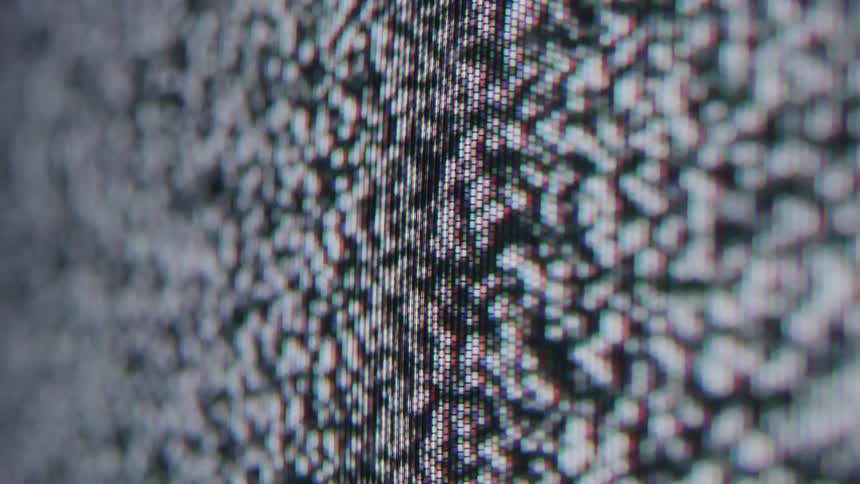 Pixelated tv static with glitch interference