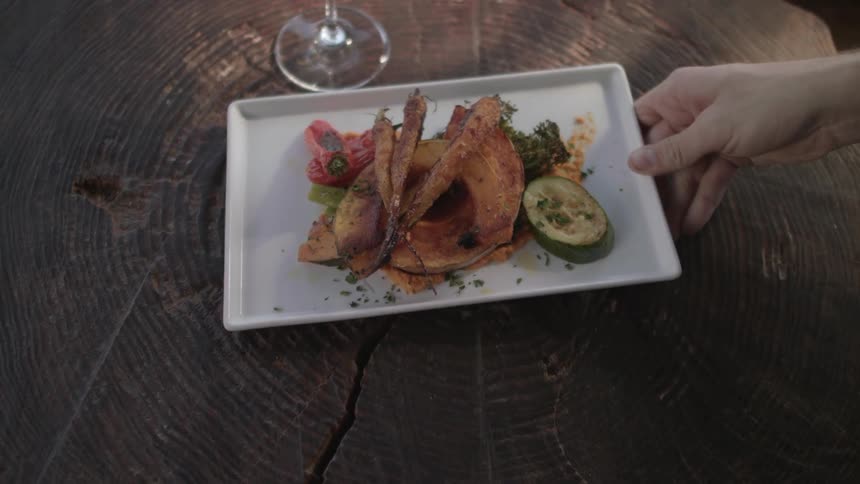 Food is served on a plate